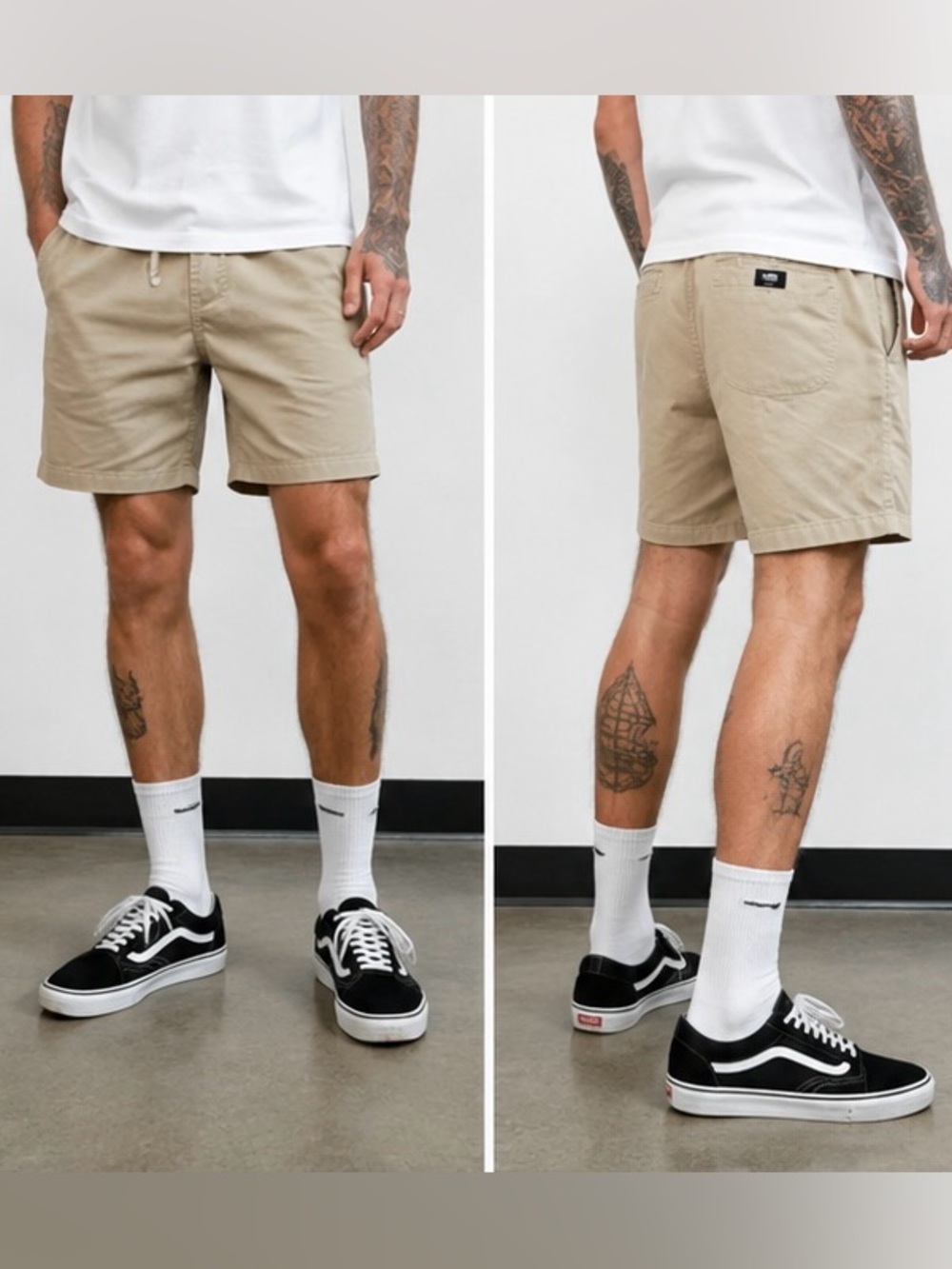 Vans Off The Wall Beige Khaki Chino Shorts 100% Cotton Men's Medium 7" Inseam